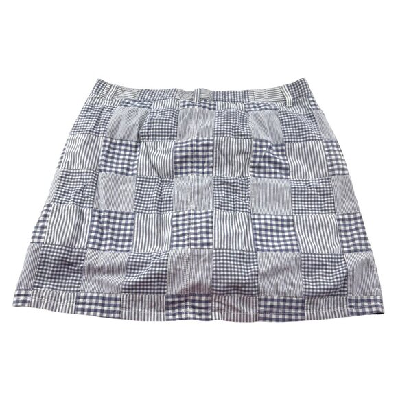 Croft & Barrow Women's Skort size 12 Patchwork Seersucker blue white Classic Fit - Picture 6 of 6